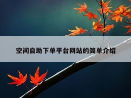 空间自助下单平台网站的简单介绍