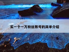 买一个一万粉丝账号的简单介绍
