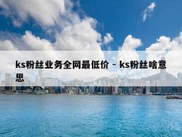 ks粉丝业务全网最低价 - ks粉丝啥意思