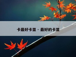 卡最好卡盟 - 最好的卡盟