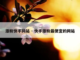 涨粉快手网站 - 快手涨粉最便宜的网站